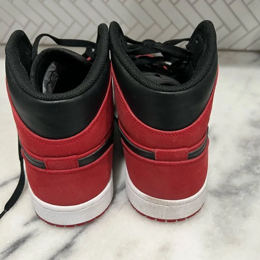 Nike Air Jordan 1 Mid Reverse Banned Gym Red Black Sneakers 554724 610 Men SZ 11